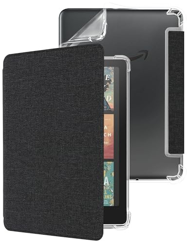 WALNEW Case for 7 Kindle Paperwhite 12th Generation 2024 and Kindle Colorsoft Signature Edition, Clear Soft TPU Back Protective Cover for 2024 Kindle Paperwhite (Black)