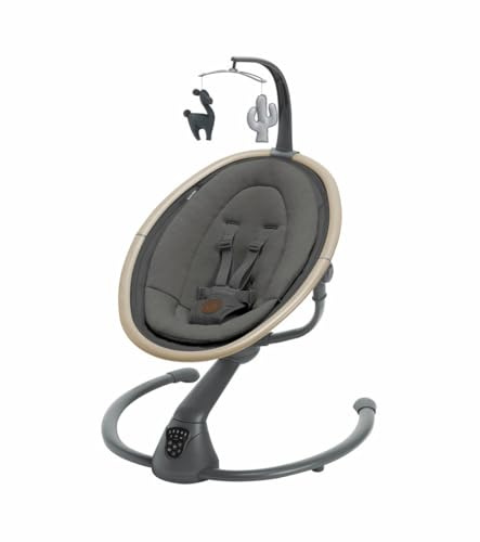 Maxi-Cosi Cassia Electric Baby Swing Chair, 0–6 Months, max 9kg, Baby Rocker, 12 melodies, 360° Seat Rotation, Automatic Motion Detection, 5 Swinging Speeds, 2 Recline Positions, Beyond Graphite