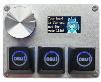 KyAPDmrxn Teclado con Perilla Compatible con OSU Geometry Dash, interruptores Hall de gatillo rápido, interruptores magnéticos Rosas, Pasta de Copia de Pantalla(Silver OSU)