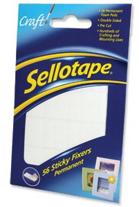 Sellotape Sticky Fixers 3798, double sided foam pads, 12x25mm, PACK of 56