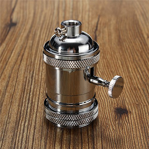 MASUNN E26/E27 Retro Vintage Edison Lampadina Industriale Portalampada con Interruttore-Cromato