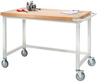 Fahrbare Werkbank, Gestellbauweise, offenes Rahmengestell, BxT 1250 x 700 mm.