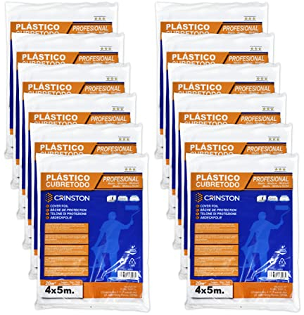 12 Stück 4x5m Folie/Abdeckfolie - Malerfolie für insgesamt 240qm - 7mµ starke Abdeckplane für Malerarbeite