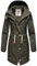 Navahoo Damen Übergangsjacke Regenmantel wasserdicht lang mit Kapuze Tropical Stormoo Oliv Gr. M