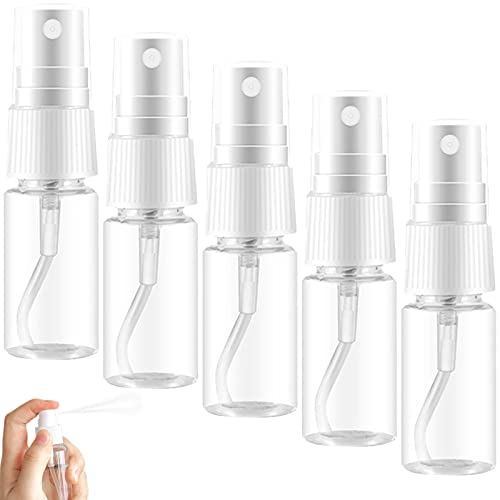 Rairsky 5 Stück transparente Sprühflaschen aus Kunststoff, leer, 10 ml Kunststoff-Flaschen, Reise-Sprühbehälter, tragbarer Sprühbehälter für Frauen und Männer für Reisen für Kosmetika
