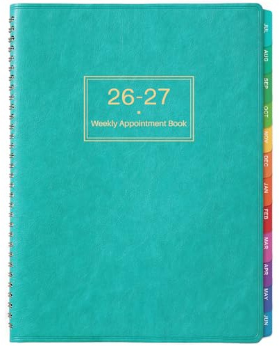 Weekly Appointment Book & Planner 2026-2027 - Large 2026-2027 Daily Hourly Planner, Jul. 2026 - Jun. 2027, 8.5 x 11, Appointment Book with 15-Minute Interval, Thick Paper, Pocket, Turquoise
