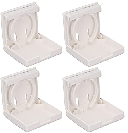 4-teiliger Getränkehalter für Boote, Verstellbarer Klappbarer Getränkehalter mit Schrauben Wandhalterung, Auto-Wasserflaschenhalter für Autos, Lastwagen, Wohnmobile Autos Boote (Weiss)