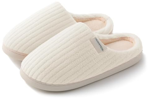 HUXMEYSON Slippers for Women, Warm Memory Foam Comfy House Slippers with Anti-Skid Rubber Sole for Indoor and Outdoor