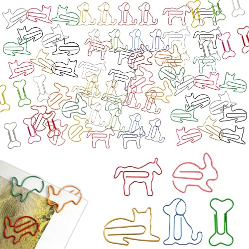 BDSHUNBF 100 Graffette Multicolore a Forma di Animale, Graffette Colorate, Paper Clips Graffette Ufficio, Graffette Personalizzate, Clip di Cancelleria, per Casa, Ufficio, Scuola