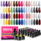 MEFA UV Nagellack Set, 35 Stück UV Gel Nagellack mit Base und Top Coat Matte, 32 Farben Rot Schwarz Braun Blau Glitzer Gelnägel Set für Nail Art Nageldesign