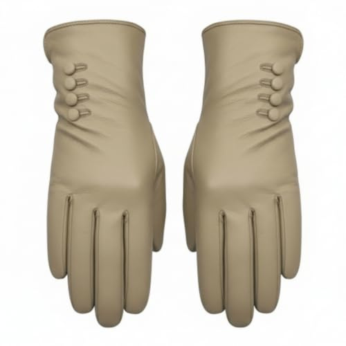 Gants en cuir véritable doux pour femmes entièrement doublés, en boîte cadeau, beige, XL