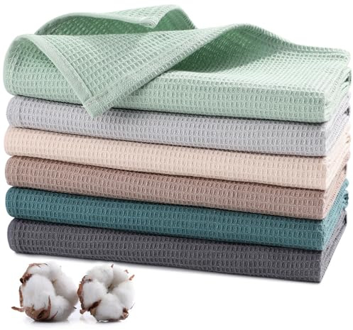 Jogoico Paños de Cocina 100% Algodón, 6 Unidades Toallas de Cocina 65 x 45 cm, Toallas de té, Trapos de Cocina Ultra Suaves y Altamente absorbentes para Secar los Platos-Multicolor