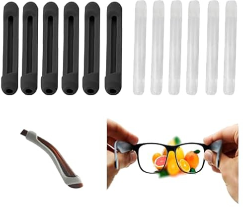 6 Pieces Glasses Ear Grips,Silicone Anti Slip Nose Pads,Sport Eyewear Retainers,Stop Glasses Slipping Down Nose,Comfortable Anti Slip Ear Hooks for Various Glasses(Black and White)