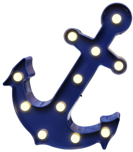Vicila Anchor Shaped Marquee Signs, LED Marquee Lights Blue Anchor Decorations Night Lights Table & Wall Lamp for Summer Holiday Home Decor (Blue)