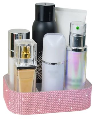 Caja de almacenamiento brillante de lujo con compartimentos, organizador cosmético ABS, caja de almacenamiento cosmética de oficina creativa a la moda para lápiz de cejas, lápiz labial