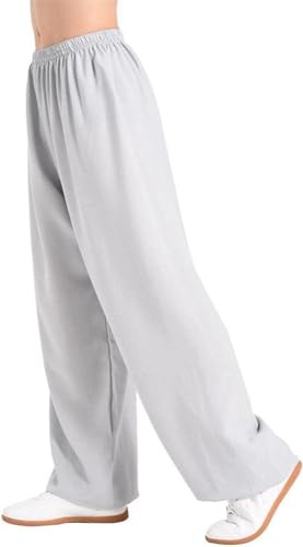 Wttagkl® Tai Chi Pants for Men and Women, Martial Arts, Kung Fu Pants, Yoga Lantern, Jogging Pants,Grau-XL
