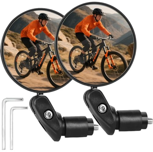Zyluniy 2 Piezas Espejo Retrovisor Bicicleta HD 360° Adjustable, Retrovisor Patinete Electrico, Espejo Universal Manillar Bicicleta(17.4mm-22mm)