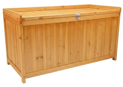 FRANKYSTAR Cubo - Baule Cassapanca Contenitore da Esterno 113x60x53 cm in Legno di Acacia con Chiusura a Lucchetto