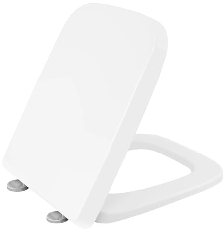 Tapa wc Universal Asiento de inodoro cuadrado con tapa de cierre suave, fácil instalación, asiento de inodoro alargado for baño, asiento de cierre silencioso.