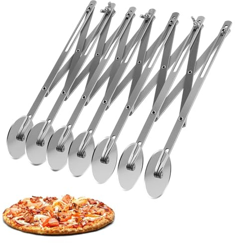 Eulihent Cortador de Pasteles de 7 ruedas, 7 Ruedas Cortador de Masa-Acero Inoxidable, Cortador de Pizza Ajustable y Apto para Lavavajillas | Ideal para Hornear, Pastelería, Pan, Galletas y Brownies.