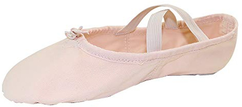 Danzcue Adult Canvas/Leather Ballet Shoes Split Sole Ballet Slippers for Women Dance Shoes, Pink, 11M