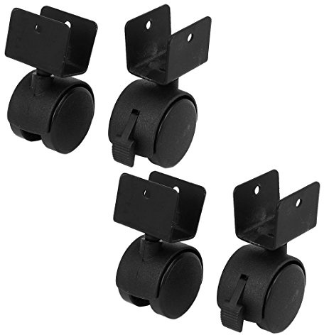 Sourcingmap 1.6 Dia Wheel 1 U-Clamp Top Rotatable Universal U Bracket Swivel Brake Caster Black 4pcs