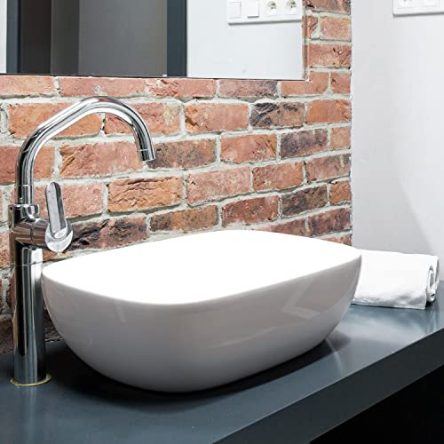 Lavandino bagno in ceramica di design, lavabo per il bagno degli ospiti (45x32x13cm, Bianco / A106)