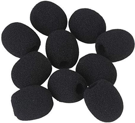 BQLZR Lot de 10 protections anti-vent en mousse pour haut-parleur, microphone à revers et micro EY-M05 Noir 8 mm de diamètre