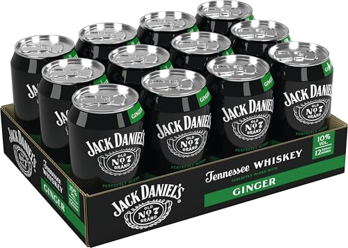 Jack Daniel's Jack & Ginger - Tennessee Whiskey - Whiskey Noten treffen auf süßlich-herbes Ginger Ale - 12 x 0.33L/ 10% Vol.