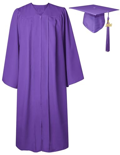 GraduatePro Toge Diplome 2026 Chapeau Graduation Cap and Gown Universitaire Costume Americain Adulte École Secondaire Maître Femme Homme Violet 51=M