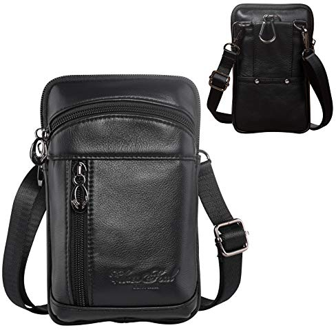 Hengwin Herren Holster Leder Umhängetasche zum iPhone 15 14 13 12 11 Pro Max 15 14Plus Samsung Galaxy S23 S23+ S22 S21 Ultra Kleine Gürteltasche