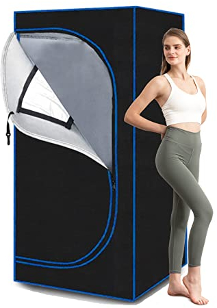 ZONEMEL Full Size Personal Steam Sauna Tent for Home, Portable 1 Person Full Body Steam Spa for Relaxation, Detox Therapy (Steamer Not Included-Black, L35.4 x W35.4 x H70.9)