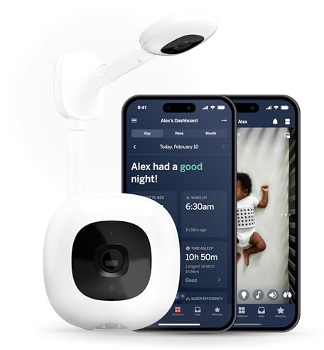 Nanit Pro Smart Baby Monitor and Wall Mount – 1080p Secure Wi-Fi Video Camera, Sensor-Free Sleep and Breathing Motion Tracker, 2-Way Audio, Sound and Motion Alerts, Night Vision