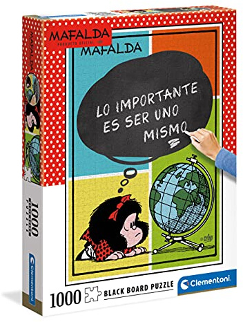 Clementoni - 39629 - Blackboard Puzzle - Mafalda - puzzle adulti 1000 pezzi, puzzle fumetti, puzzle lavagna - Made in Italy, puzzle Clementoni, fumetti Mafalda, comic strip Mafalda Quino