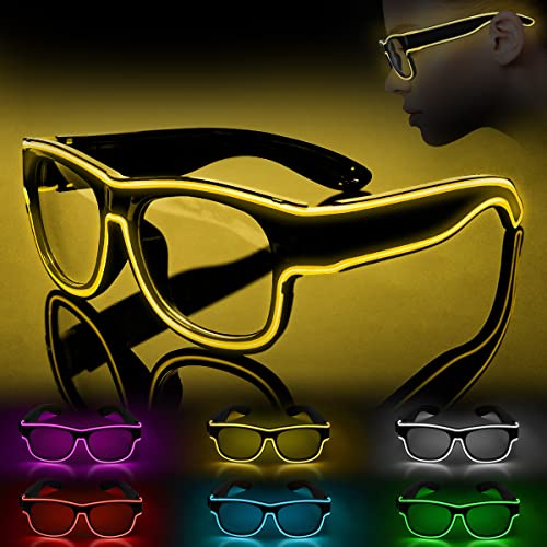 Ainiv Gafas Luminosas Aviador, Gafas de Cumpleaños, Accesorio Divertido, Decoraciones para Fiestas de Adultos, para el Partido, Cumpleaños, de la Graduación, Accesorios Fiesta Navidad(Amarillo)