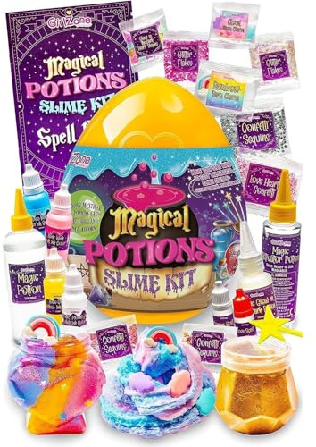 GirlZone Magic Potion Slime Kit, Zaubertrank Schleim-Set zur Herstellung von 6 magischen Zauberschleimtrunks, im Dunkeln Leuchtenden Schleim für Kinder, Tolle Geschenke für Mädchen