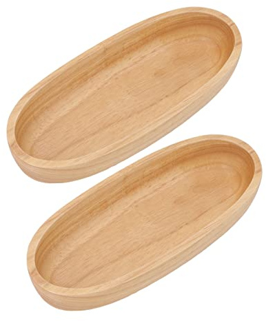 2 St Mini Serveringsbricka, Liten Träfat Oval Träbricka Gummi Träbakelse Frukt Oval Träfat Skål för Matsal