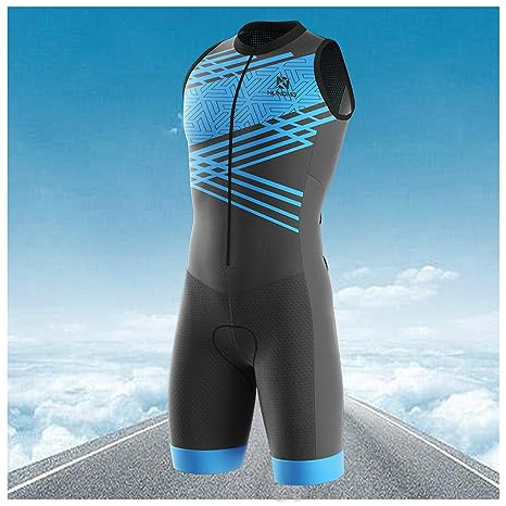 Tuta da Triathlon a Maniche Corte da Uomo, Triathlon Unisex, MTB Body Trisuit Cycling Skinsuit with Gel Pad per Nuoto/Corsa/Ciclismo, Abbigliamento Ciclismo (TYP-5,M)