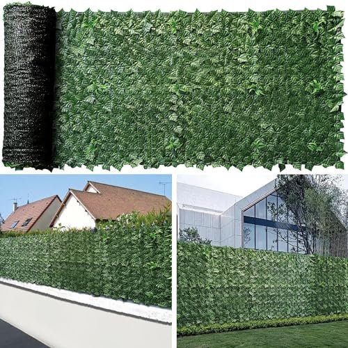 Artificial Ivy Fence Privacy Screen with Mesh Back, 59 x 118 Faux Ivy Vine Leaf Fence Panels, Balcony Privacy Screen, Hedge Wall Decoration for Outside, Garden, Yard, Patio