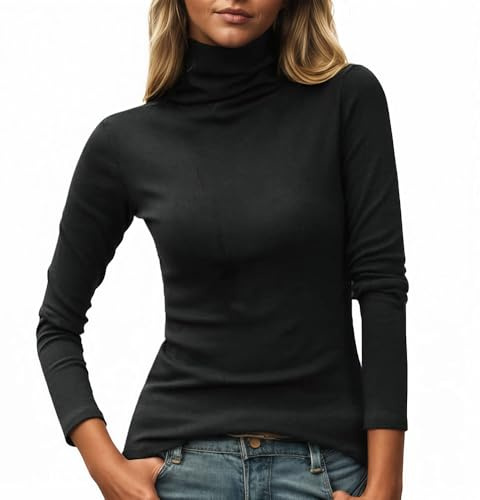 FFWTPY Maglia Termica da Donna Maglietta Funzionale con Scollo Rotondo Collo Alto Base Layer Basic Top Intimo Traspirante Abbigliamento Termico Inverno
