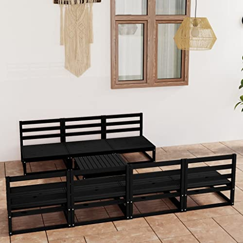 KTHLBRH Juego de muebles de jardín para terraza, muebles de balcón, 8 piezas, color negro