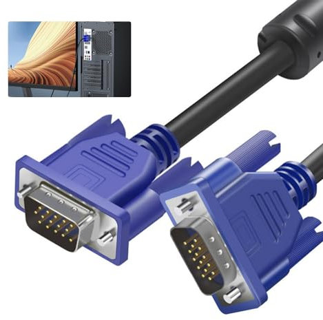 RRICHH VGA-auf-VGA-Kabel VGA Stecker auf VGA Stecker Knickschutz 15-polig Full HD 1080P Monitor Kabel VGA-Kabel für Computer Monitore TV PC Projektoren Beamer (1,5 m)