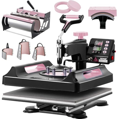 VEVOR Hitzepresse, 8 in 1 Wärmeübertragungsmaschine mit 887 ml Tumbler-Presse, 360° wegschwenkbare Digitale T-Shirt-Pressmaschine, 38 x38 cm, Teflonbeschichtung, für T-Shirts/Tassen/Hüte/Teller