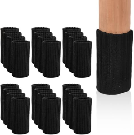 SULIUDAJI Chaussette Chaise Pour Pieds De Chaise, 24Pcs Chaussettes De Chaise Mobilier En Feutre, Patins Antidérapants Pour Convient Aux Pieds De Chaise, Évitez Les Rayures Et Le Bruit, Noir
