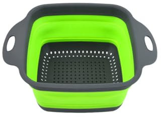 IKOPFLN Passoire Pliable en Silicone Premium - Passoire Cuisine Multifonction 29x22 cm | Égouttoir Pliant Légumes Fruits Pâtes Vert Cuisine Pratique Gain d'Espace