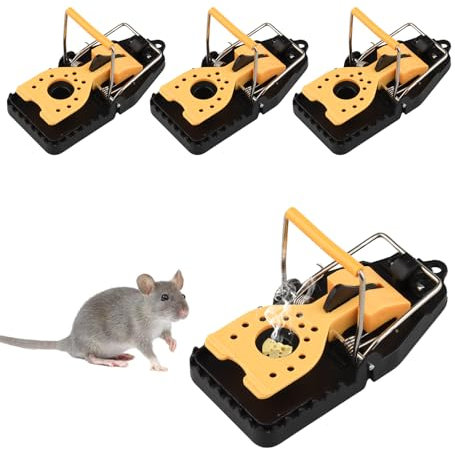 EKKONG 4 Stück Mausefalle, Schlagfalle Rattenfalle aus Hochfestem ABS-Kunststoff, Robust und Langlebig, Wiederverwendbare Mausfallen für Drinnen und im Garten