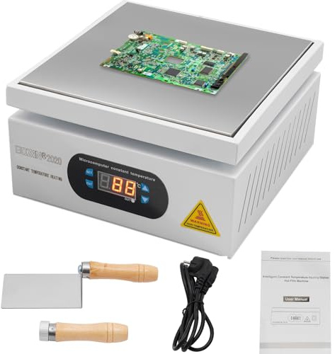 VonVVer 200 x 200 mm minivärmeplatta lödstation värmeplatta 700 W små värmeplattor 400 °C elektrisk LED-display förvärmningsstation SMD