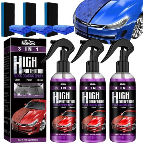 3 In 1 High Protection Quick Car Coating Spray, Advanced Car Quick-Acting Coating Agent Sprays, 2025 New Nano Car Coatings Sprays, Cars Ceramic Coating Agent for Cars, Motorcycles (3pcs)