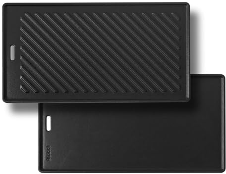 Gusseisen Grillplatte für alle RÖSLE VIDERO G2-, G3-, G4- und G6-Modelle (ab Modelljahr 2021) Platte beidseitig verwendbar, 45 x 24 cm Wendeplatte für Fleisch und kleine Grillstücke, Grillbranding