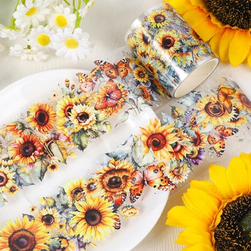 Fiore Washi Tape PET, Tape Decorativo Coprente, Nastro Adesivi Decorativi Trasparenti, Fiori Masking Tape per Giornali Decorazioni fai da te Scrapbooking Diario Pianificatori Confezioni Regalo (B)